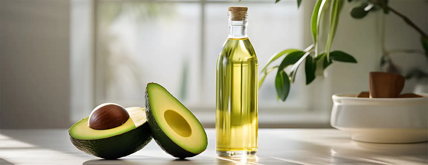 Photo Depicting Avocados with Cold Pressed Virgin Avocado Oil