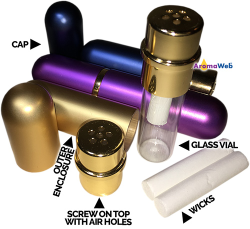 Components of an Aluminum Essential Oil Inhaler