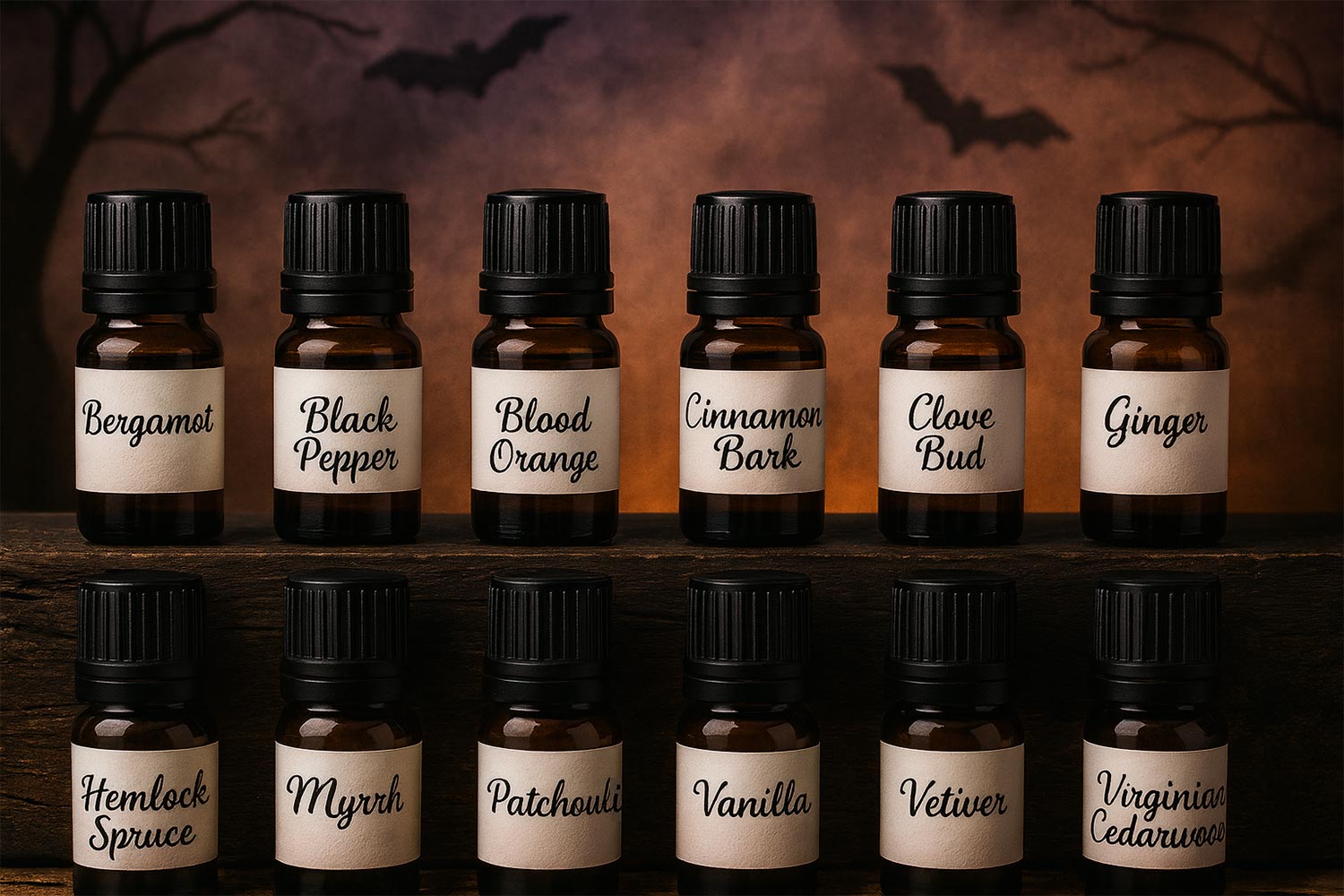 Halloween Display Showcasing the Top 12 Essential Oils for Halloween